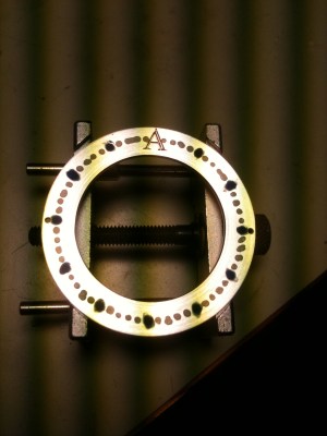 Luminous material in place, but needing to be cut back a bit Luminous material in place, but needing to be cut back a bit